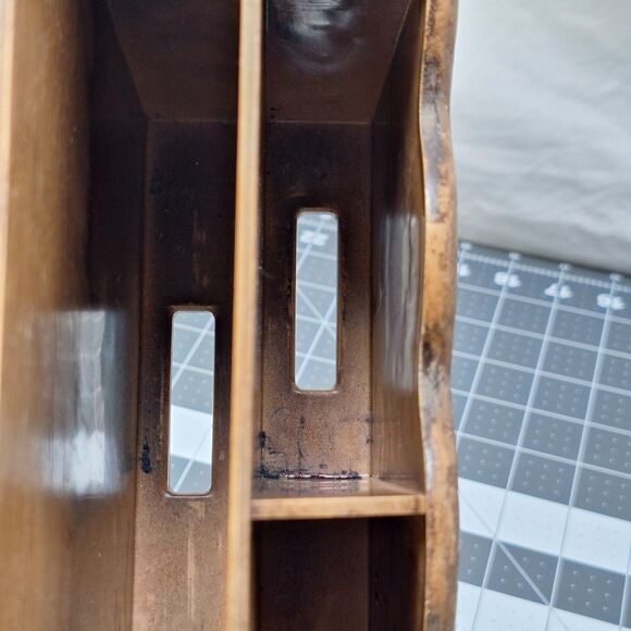 Vintage Lerner Desk Top Letter Mail File Holder Organizer Faux Wood Ornate USA - Picture 13 of 16